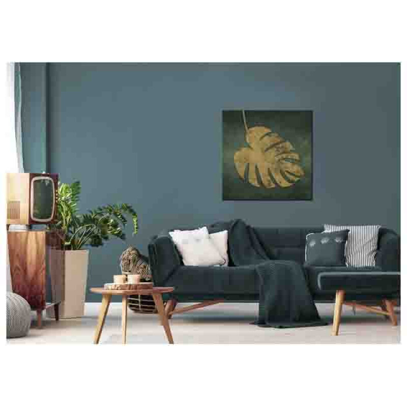 Styler CA-11903 репродукция Золотая монстера на холсте с эффектом серебра 65X65см