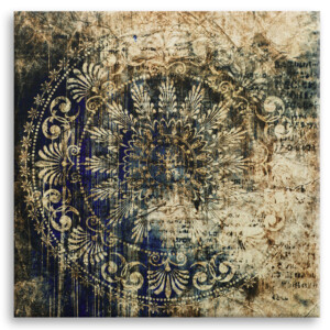 Styler CA-11907 репродукция Голубой орнамент на холсте с эффектом серебра 65X65см