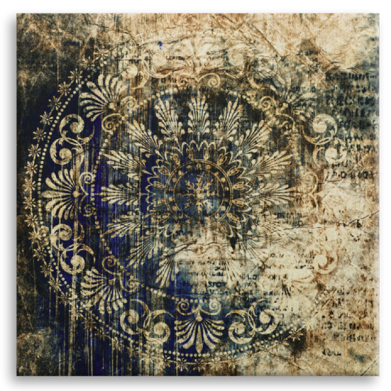 Styler CA-11907 репродукция Голубой орнамент на холсте с эффектом серебра 65X65см