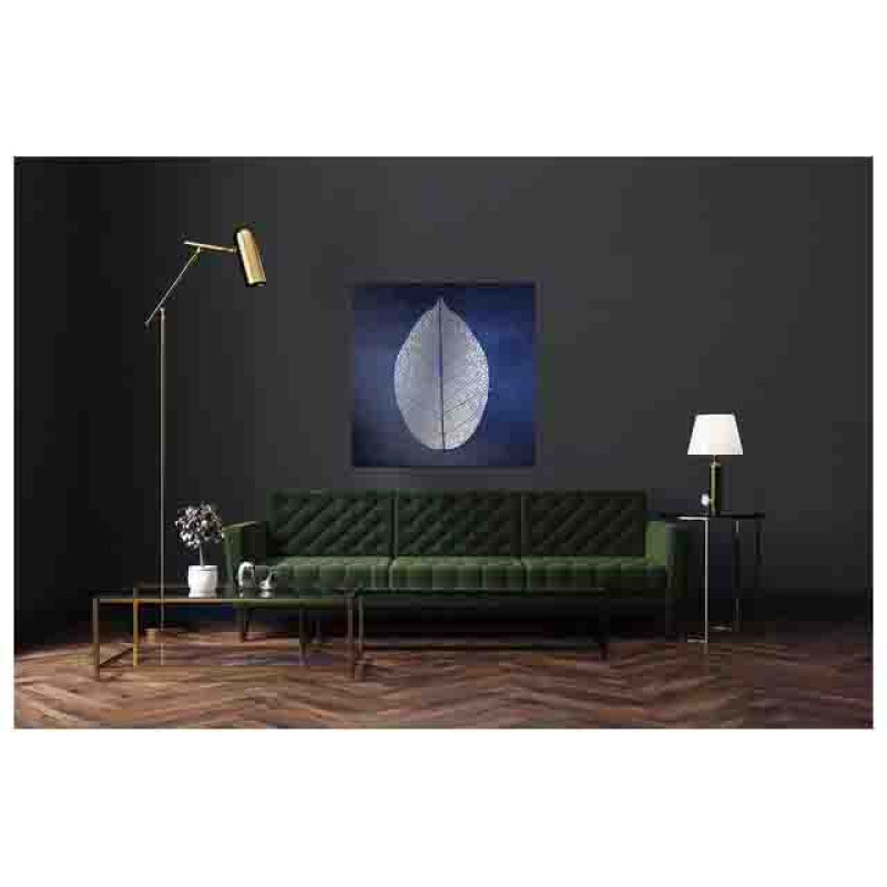 Styler CA-11909 репродукция Голубой лист на холсте с эффектом серебра 60X60см