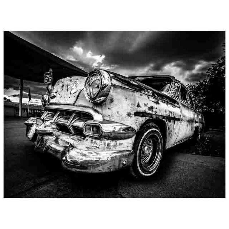 Styler CA-12199 репродукция Старый автомобиль на холсте с эффектом серебра 85X113см