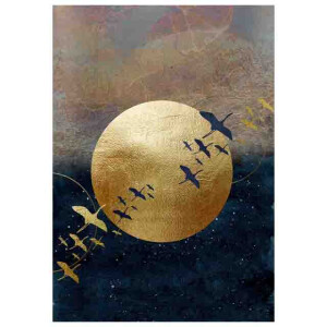 Styler CA-12833 репродукция Журавлиный клин на холсте с эффектом серебра 75X100см