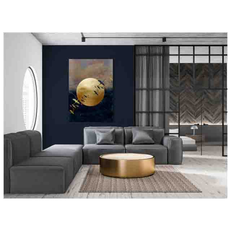 Styler CA-12833 репродукция Журавлиный клин на холсте с эффектом серебра 75X100см