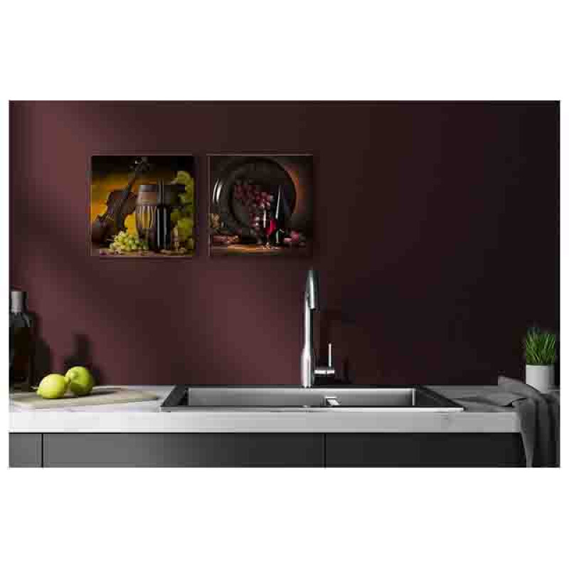 Styler GL-00109 репродукция Вино 4. Красный виноград на стекле 30X30см