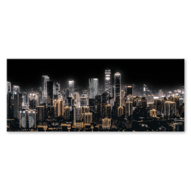 Styler GL-01463 репродукция Сияющий город на стекле с эффектом металлик 50X125см