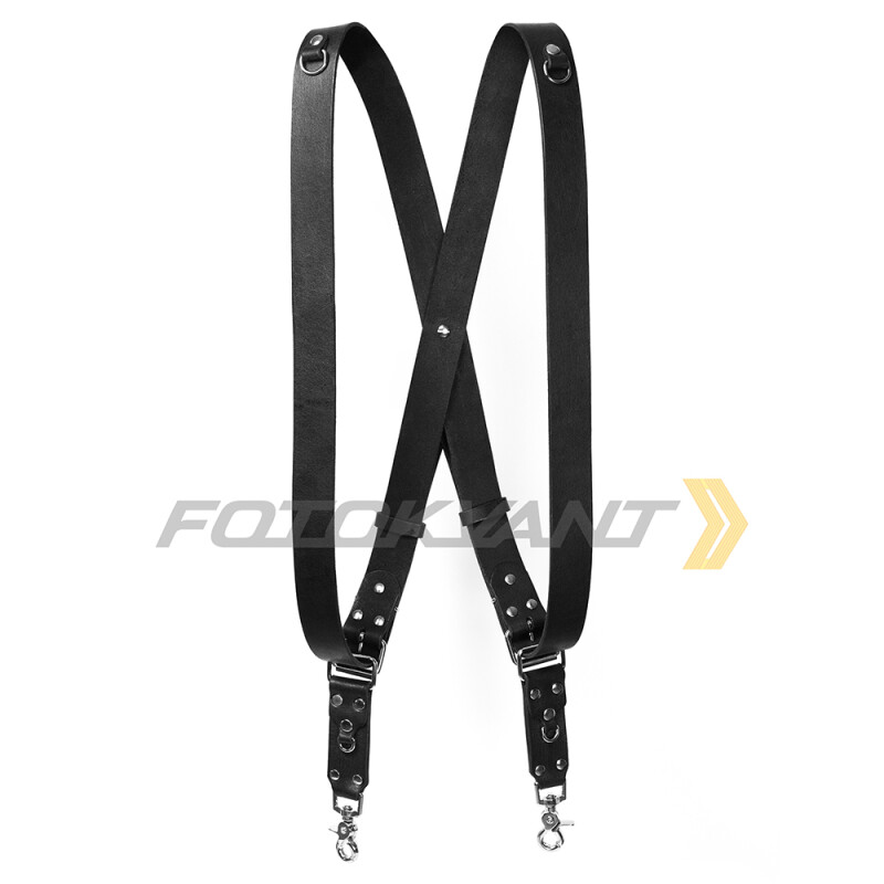 Fotokvant STL-02 ремень кожаный для двух камер черный