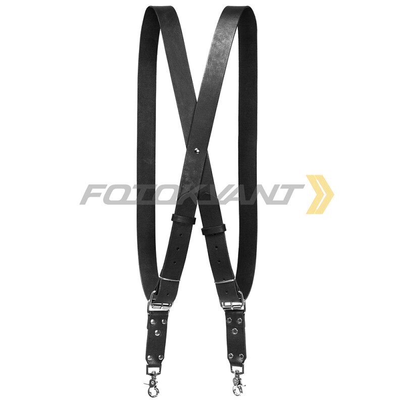 Fotokvant STL-02 ремень кожаный для двух камер черный