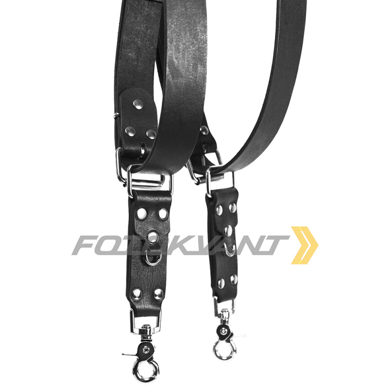 Fotokvant STL-02 ремень кожаный для двух камер черный