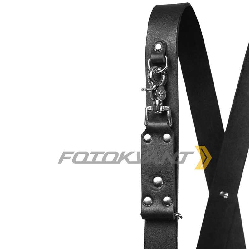 Fotokvant STL-02 ремень кожаный для двух камер черный