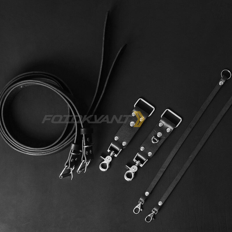 Fotokvant STL-02 ремень кожаный для двух камер черный