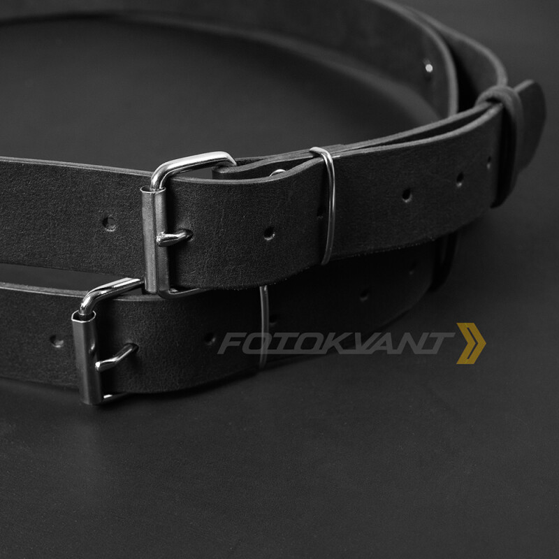 Fotokvant STL-02 ремень кожаный для двух камер черный