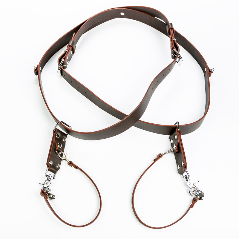 Fotokvant STL-05 ремень кожаный для двух камер цвет шоколад