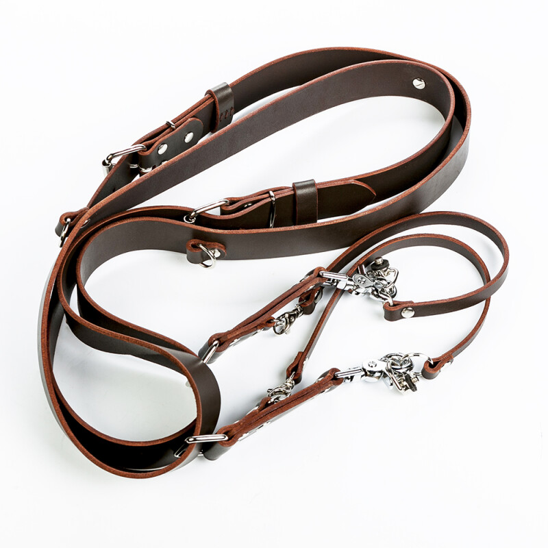 Fotokvant STL-05 ремень кожаный для двух камер цвет шоколад