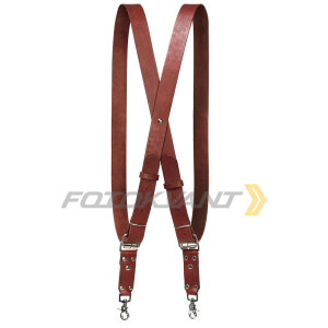 Fotokvant STL-06 ремень кожаный для двух камер цвет коньяк