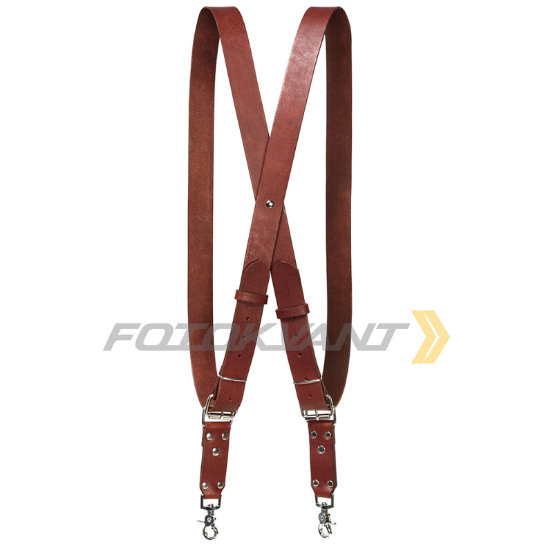 Fotokvant STL-06 ремень кожаный для двух камер цвет коньяк