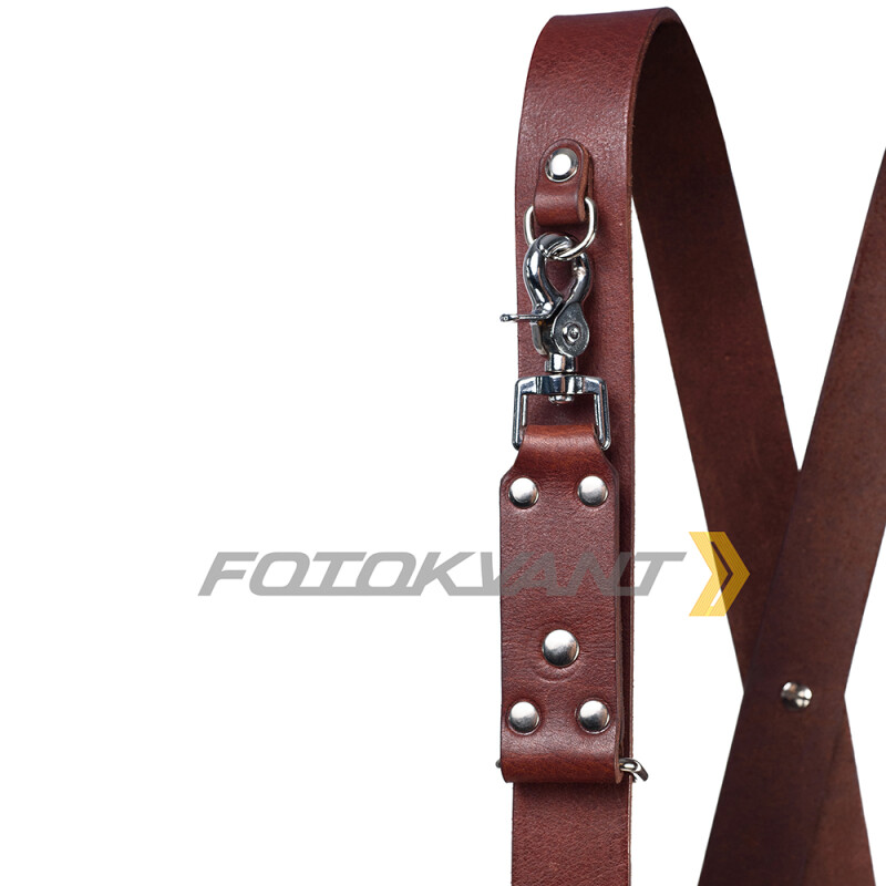 Fotokvant STL-06 ремень кожаный для двух камер цвет коньяк