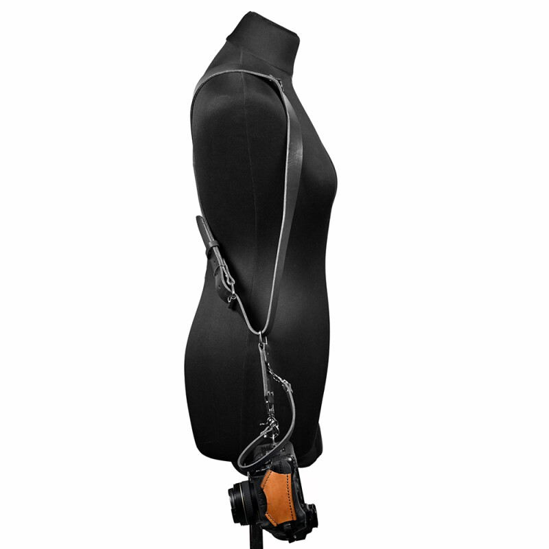 Fotokvant STL-02 ремень кожаный для двух камер черный