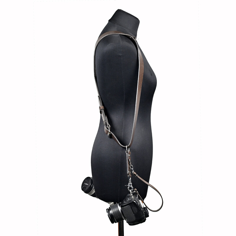 Fotokvant STL-05 ремень кожаный для двух камер цвет шоколад