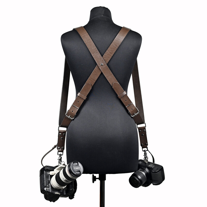 Fotokvant STL-05 ремень кожаный для двух камер цвет шоколад