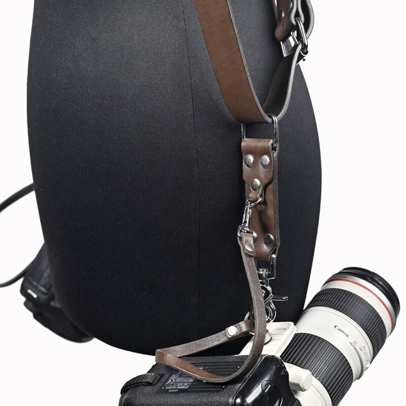 Fotokvant STL-05 ремень кожаный для двух камер цвет шоколад