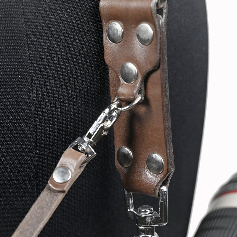 Fotokvant STL-05 ремень кожаный для двух камер цвет шоколад