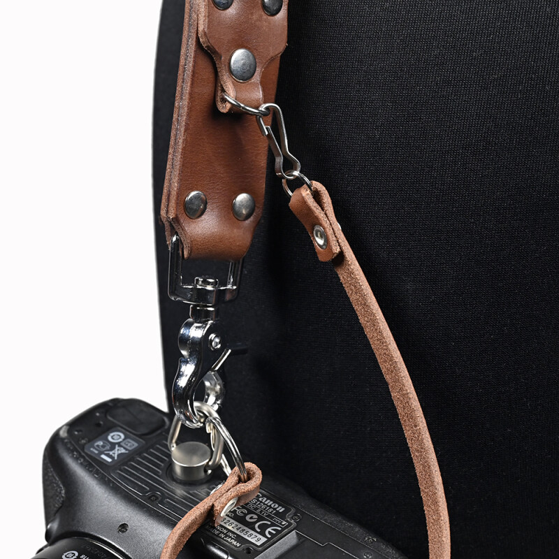 Fotokvant STL-06 ремень кожаный для двух камер цвет коньяк