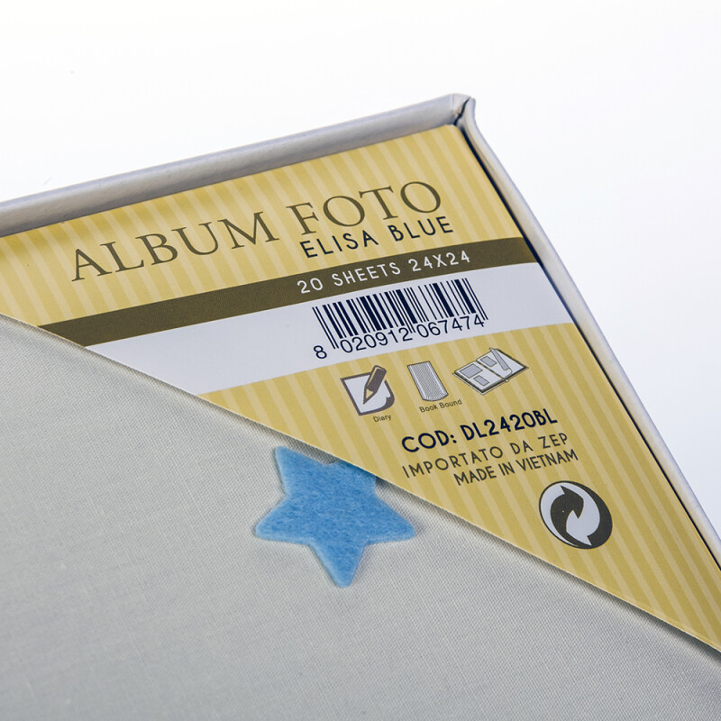 ZEP DL2420BL ELISA BLUE детский фотоальбом в коробке 40 белых страниц 24x24 голубой