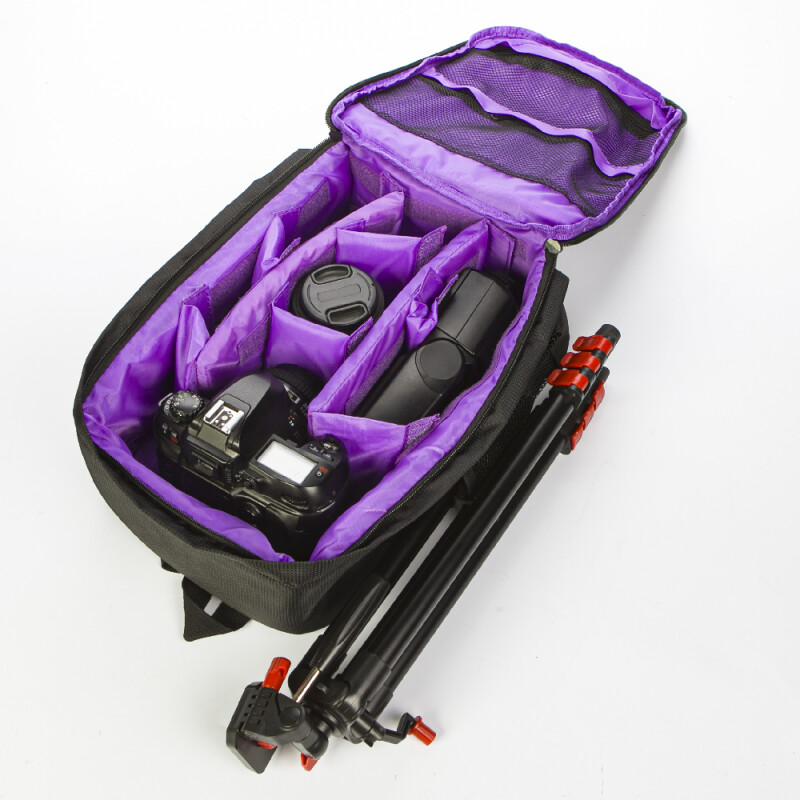 Fotokvant GBK-002-BP рюкзак для фототехники черный с фиолетовой строчкой