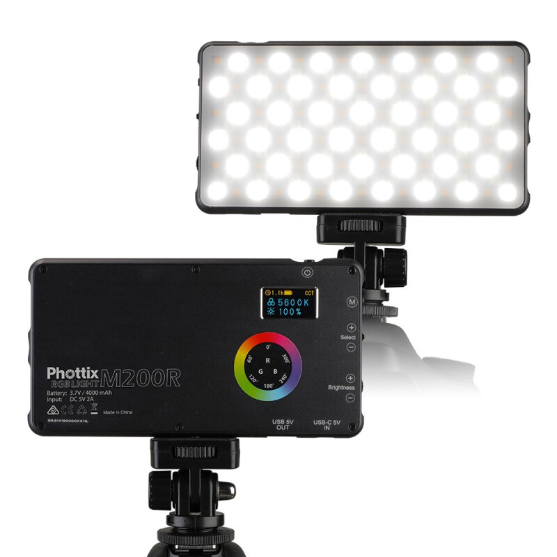 Phottix 81419 M200R RGB Light светодиодная панель с аккумулятором и мини-штативом