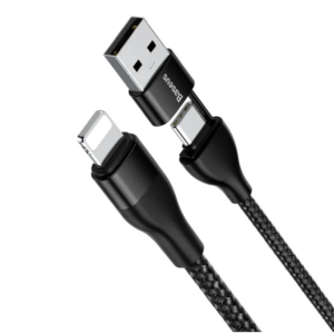 Baseus CATLYW-G01 кабель черный с USB-A на Type-C и переходником на lightning 18W MAX 1 м