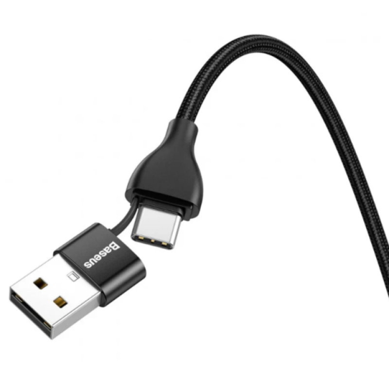 Baseus CATLYW-G01 кабель черный с USB-A на Type-C и переходником на lightning 18W MAX 1 м