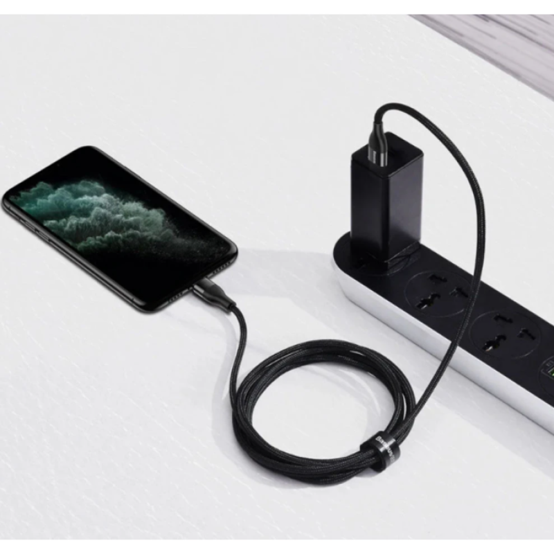 Baseus CATLYW-G01 кабель черный с USB-A на Type-C и переходником на lightning 18W MAX 1 м