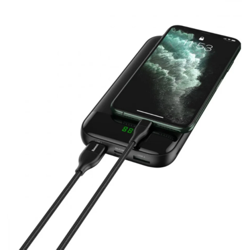 Baseus CATLYW-G01 кабель черный с USB-A на Type-C и переходником на lightning 18W MAX 1 м