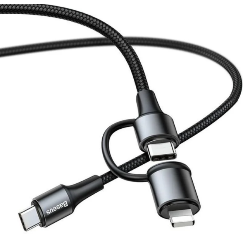 Baseus CATLYW-H01 кабель черный с Type-C на Type-C 60W (20V/3A) на lightning 18W(9V/2A) 1 м