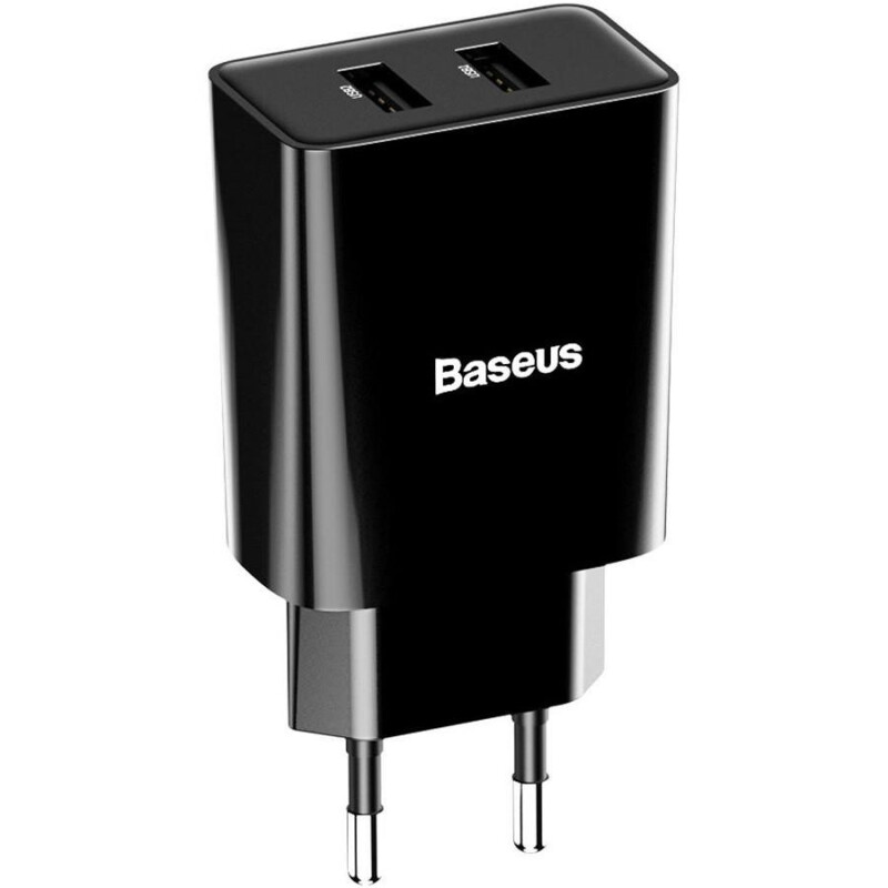 Baseus CCFS-R01 Speed Mini Dual U сетевое зарядное устройство 10.5W цвет черный