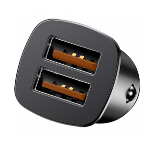 Baseus CCALL-DS01 Square metal A+A 30W Dual QC3.0 автомобильное зарядное устройство цвет черный