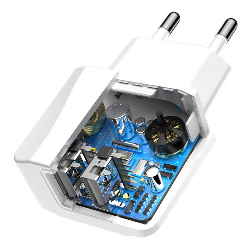 Baseus CCALL-MN02 Mini Dual-U сетевое зарядное устройство 2.1A цвет белый
