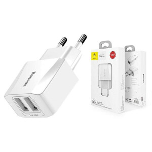 Baseus CCALL-MN02 Mini Dual-U сетевое зарядное устройство 2.1A цвет белый