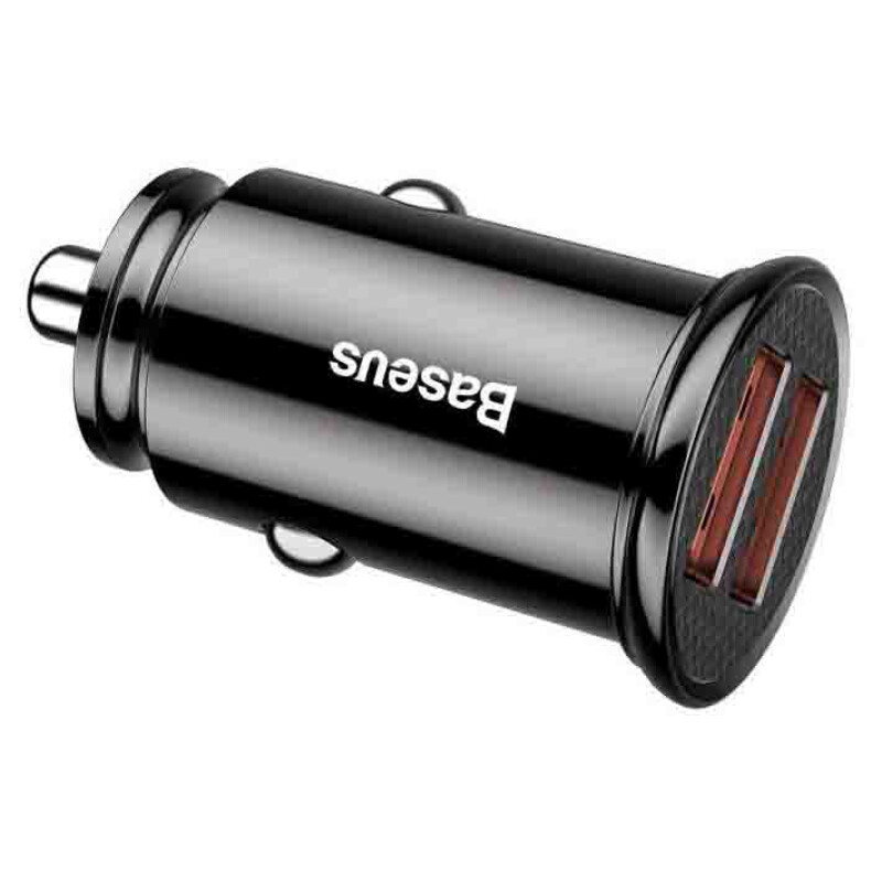 Baseus CCALL-YD01 Circular Plastic A+A 30W Dual QC3.0 автомобильное зарядное устройство цвет черный