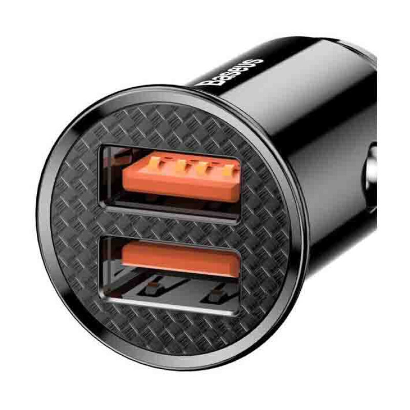 Baseus CCALL-YD01 Circular Plastic A+A 30W Dual QC3.0 автомобильное зарядное устройство цвет черный