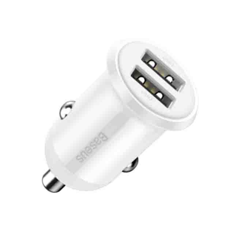 Baseus CCALLP-02 Grain Pro (Dual USB 4.8A) автомобильное зарядное устройство цвет белый