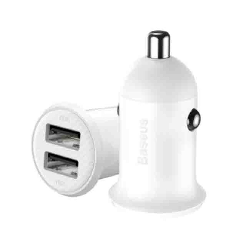 Baseus CCALLP-02 Grain Pro (Dual USB 4.8A) автомобильное зарядное устройство цвет белый
