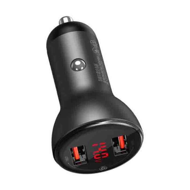 Baseus CCBX-B0G Digital Display Dual SCP U+U автомобильное зарядное устройство 45W цвет серый