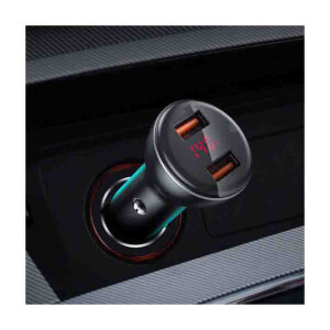 Baseus CCBX-B0G Digital Display Dual SCP U+U автомобильное зарядное устройство 45W цвет серый