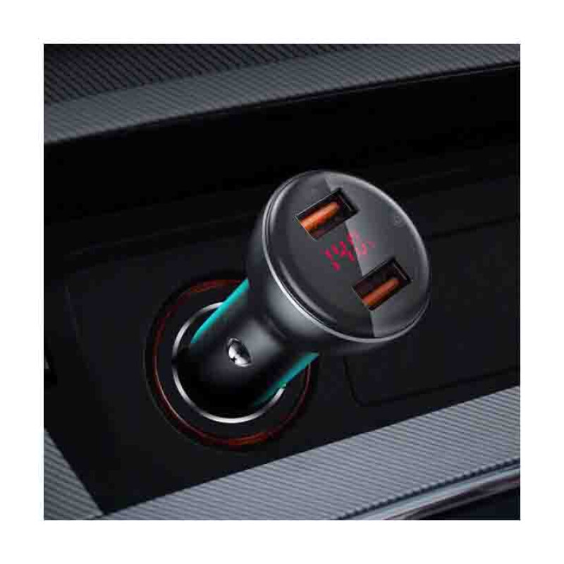 Baseus CCBX-B0G Digital Display Dual SCP U+U автомобильное зарядное устройство 45W цвет серый