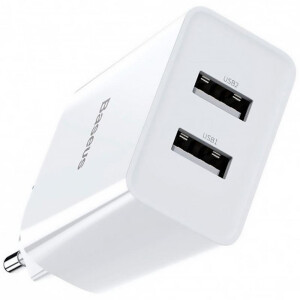 Baseus CCFS-R02 Speed Mini Dual U сетевое зарядное устройство 10.5W цвет белый