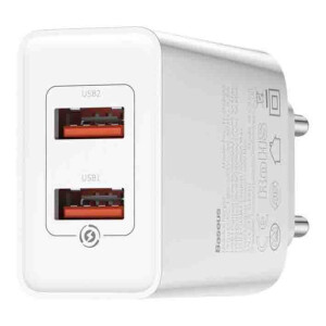 Baseus CCFS-V02 Speed Mini QC Dual U сетевое зарядное устройство 18W цвет белый
