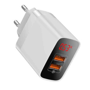 Baseus CCJMHA-A02 Dual QC Digital Display A+A EU сетевое зарядное устройство цвет белый