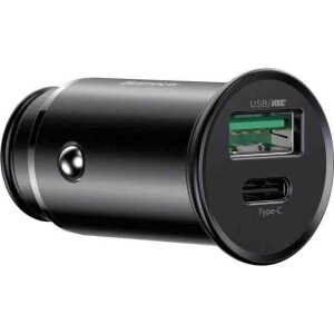 Baseus CCYS-C01 Circular Metal PPS автомобильное зарядное устройство 30W цвет черный