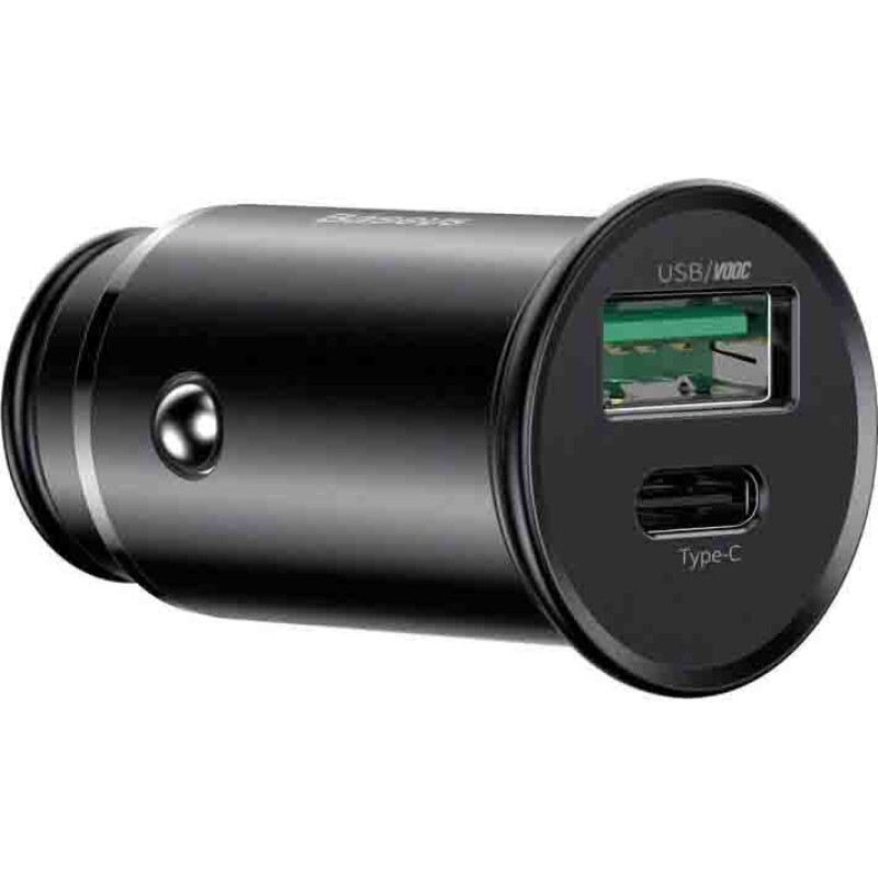 Baseus CCYS-C01 Circular Metal PPS автомобильное зарядное устройство 30W цвет черный